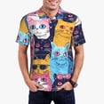 thumbnail image 5 of Yiaed Colorful Cats Pattern ArtPrint Men's Short Sleeve Polo Shirt,Golf Polo for Men Three-Button Golf Shirt Athletic Casual Collared T-Shirt- X-Large, 5 of 7