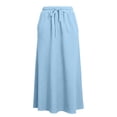 thumbnail image 6 of Juesizh Maxi Skirt for Women Drawstring Elastic Waist Skirt Summer Loose Solid Color Pocket Flowy Skirt, S-2XL, 6 of 7