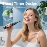 OasiSmile Sonic Electric Toothbrush for Adults and Teens, Travel Rechargeable 42000 VPM Power Tooth Brush with 5 Modes, 90 Days Battery Life, 6 Brush Heads, Black