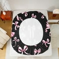thumbnail image 5 of Homewish Chic Bow Knot Ribbon Bed Sheets 4pcs, Black Pink King Sheets for Girls, Princess Style Sheet Set, Breathable Home Decor, 5 of 7