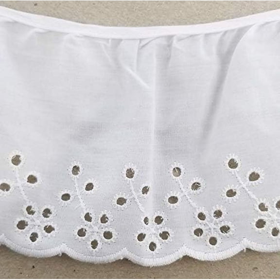 Ruffled Embroidery Eyelet Trimming - 6 Yards Total! (White)