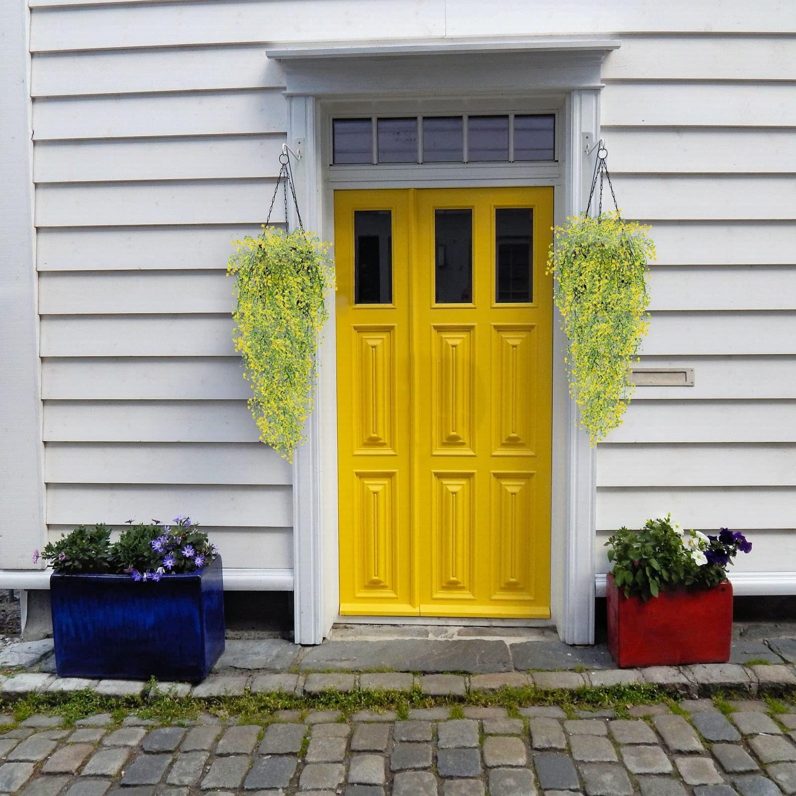 1PC Faux Flowers Front Porch Decor Home Decor,Silk Artificial Outdoor Flowers, Faux Potted Plants, Flower Themed Party Decorations, Faux Boston Ferns For Outdoor Planter Large,Red