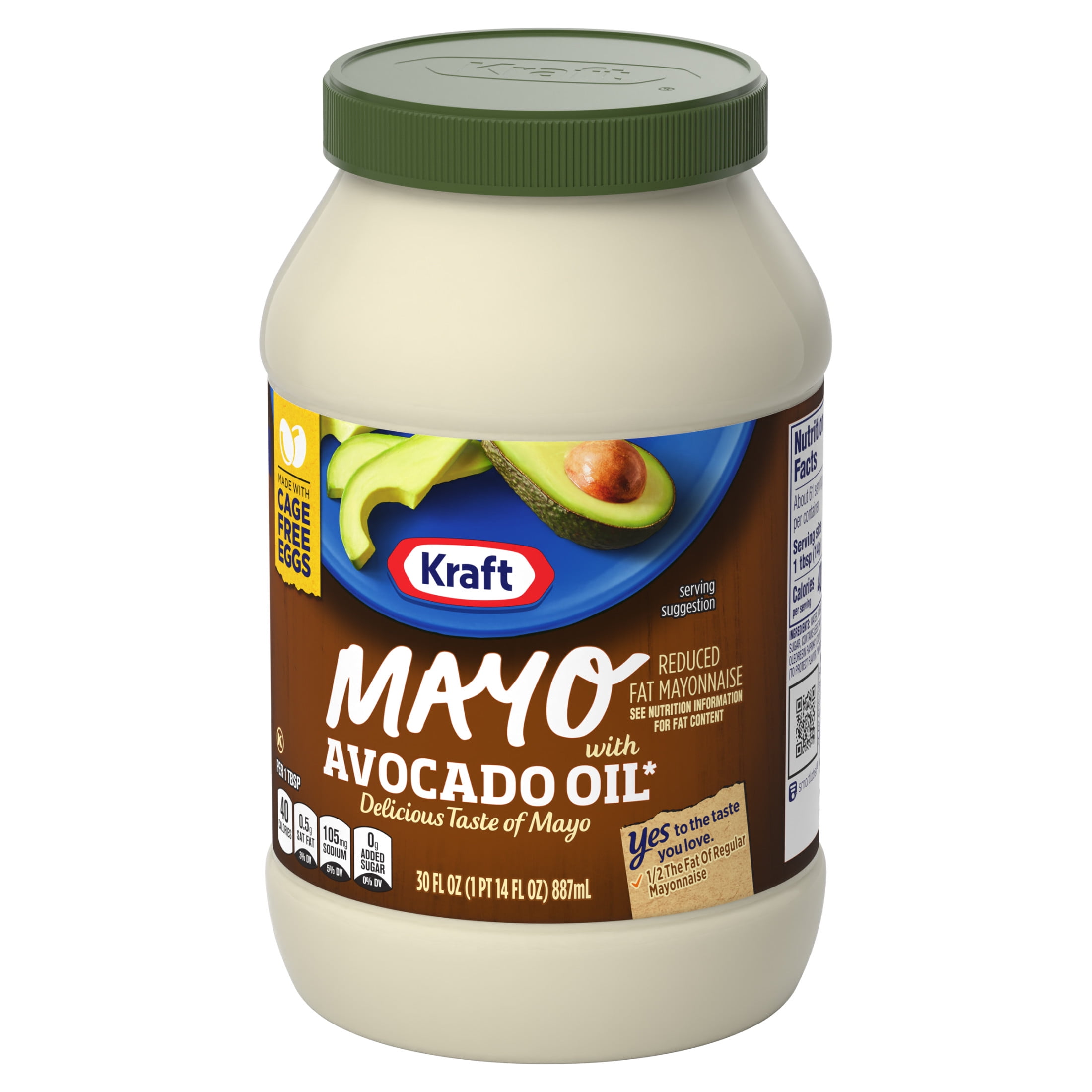 (12 pack) Kraft Mayo with Avocado Oil Reduced Fat Mayonnaise, 30 fl oz Jar