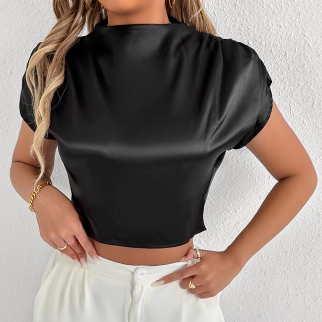 LOVZFMLL Hauts d'Été pour Femmes Décontracté Couleur Unie Col Rond à Capuche T-shirt à Manches Courtes d'Été