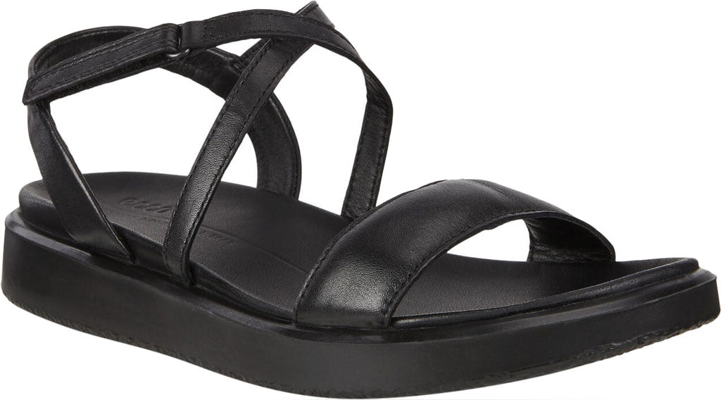Women's ECCO LX Flat Strappy Sandal Black Leather - Walmart.com