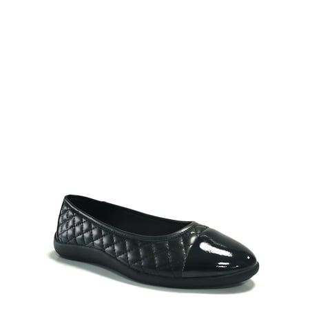 

Time and Tru Women s Cap Toe Quilted Ballet Flats Wide Width Available