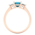 thumbnail image 4 of 1.11 ct Brilliant Princess Cut Turquoise 14k Rose Gold Three-Stone Bridal Wedding Engagement Promise Anniversary Ring for Women size 4.75, 4 of 7