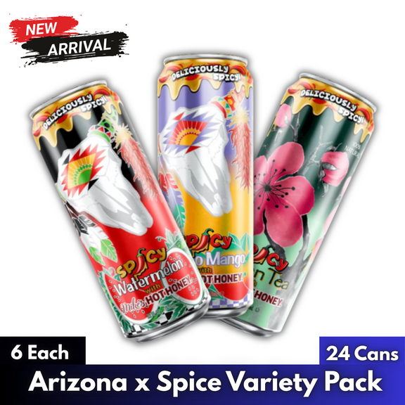 Arizona Spicy Variety Pack, Mucho Mango, Green Tea & Watermelon, 22 fl oz Cans, 24 Pack (8 Each Flavor)