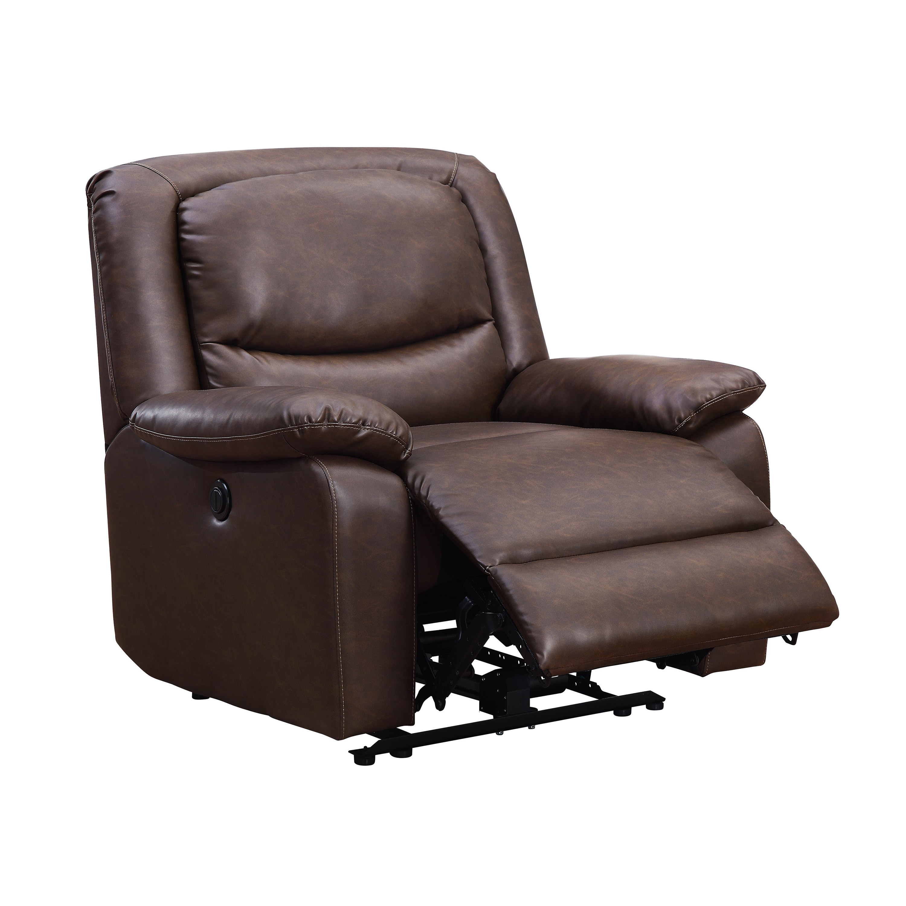 Serta Push-Button Power Recliner with Deep Body Cushions, Brown Faux Leather Upholstery - image 8 of 9