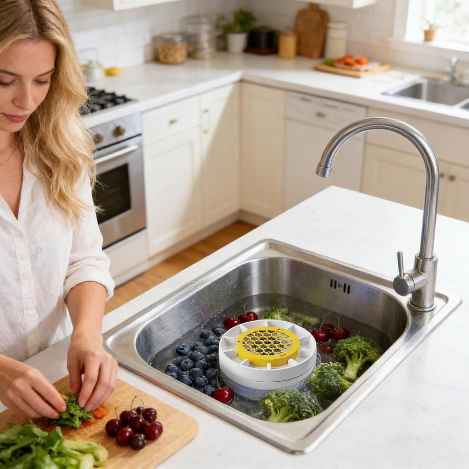 Fruit and Vegetable Washing Machine, 2026 Upgrade Titanium Electrolysis Purification Fruit Cleaner Device for Fresh Fruits Veggies & Seafood, IPX7 Waterproof, Extend Freshness