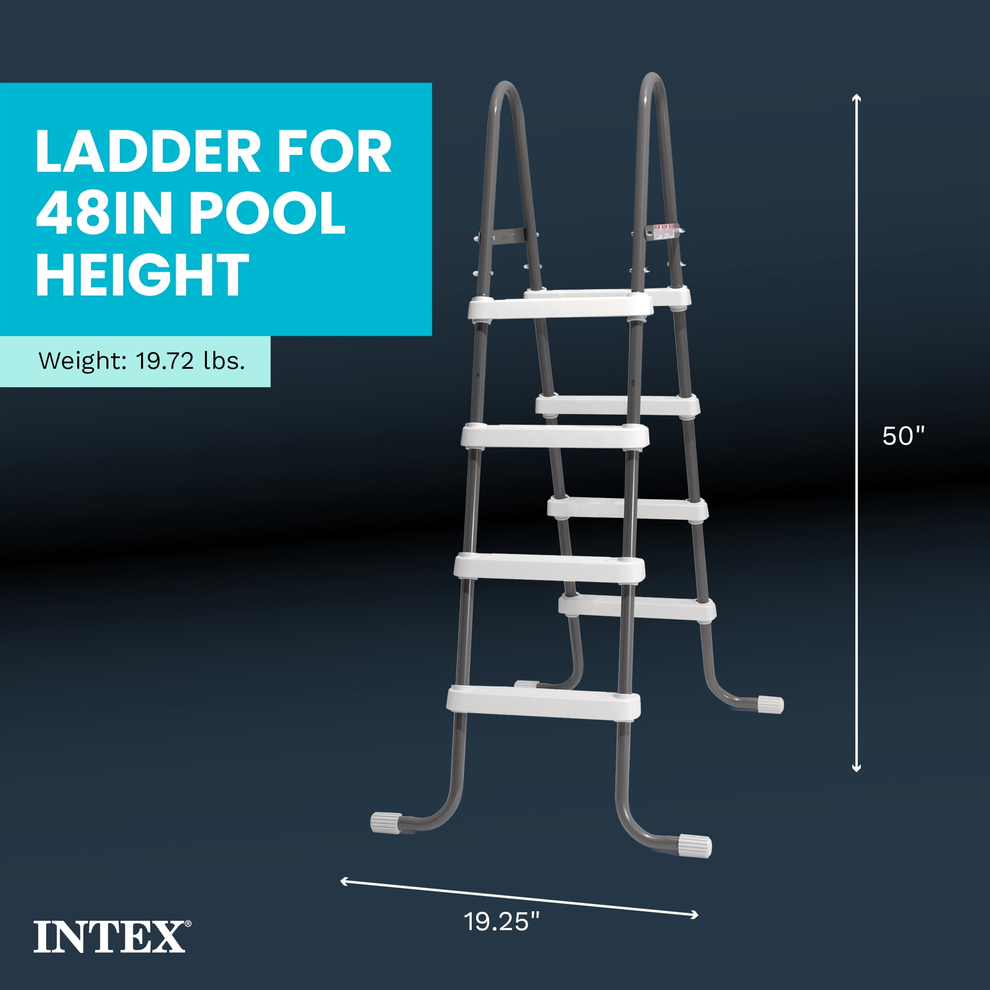 Intex Steel Frame Above Ground Swimming Pool Ladder for 48" Wall Height Pools
