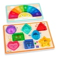 thumbnail image 6 of Battat Puzzle Pals Duo Wooden Colors Shapes Feelings Toddler Puzzle Set, 6 of 8