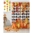 thumbnail image 3 of Shower Curtain, Thanksgiving Orange Pumpkin Waterproof Shower Curtain Set with Hooks for Bathroom Showers,Stalls and Bathtubs,36x72In Black White Buffalo Plaid, 3 of 7