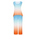 thumbnail image 4 of Mikilon Ensemble Élégant pour Femmes 2 Pcs Débardeur Imprimé Décontracté Ample Pantalon Long Sans Manches Col Rond Haut/chemise Ensemble Orange-B m, 4 of 6