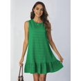 thumbnail image 3 of Women'S Ruffle Hem Sleeveless Tank Dress Round Neck Casual Smock Summer Mini Dresses Green XXL, 3 of 6