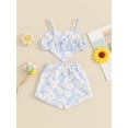 thumbnail image 5 of FEORJGP Kids Girls Summer 2PCS Outfits 1T 2T 3T 4T 5T Toddler Baby Sleeveless Camisoles Vests Daisy Print Heart Cami Tops Elastic Waist Shorts Sets In Fashion Cute Clothes for Daily Vacation, 5 of 7