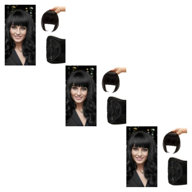 Transemion Fiber Air Bangs DIY Hairstyle With Easy To Wear Fake Fringe Suitable For Many Occasions Clip-On 3Set