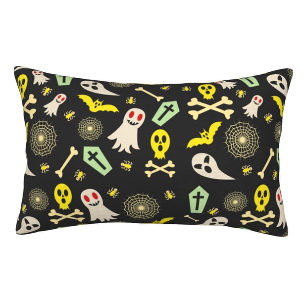 Fotbe cartoon Skull spider web Funda de Almohada Decorativa Estilo Occidental, Lujo en Algodón, Fundas para Almohadas King, Cojín Estampado para Decoración del Hogar-14"x20"