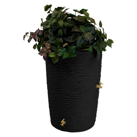 Good Ideas Impressions Palm 65 Gallon Rain Saver - Black