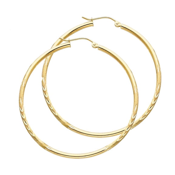 14KY 2mm DC Hoop Earrings