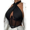 thumbnail image 3 of Txlixc Chaleco de camuflaje sólido para mujeres, malla transparente de cuello alto corsé de verano blusa ajustada para mujeres Txlixc  moda, 3 of 6