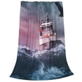 thumbnail image 2 of Balery Boat Lighthouse Storm Waves Manta de Felpa Suave y Acogedora – Cobija de Franela Aterciopelada para Cama, Lavable y Cálida para Sofá, Mascotas, Transpirable-60"x50", 2 of 7
