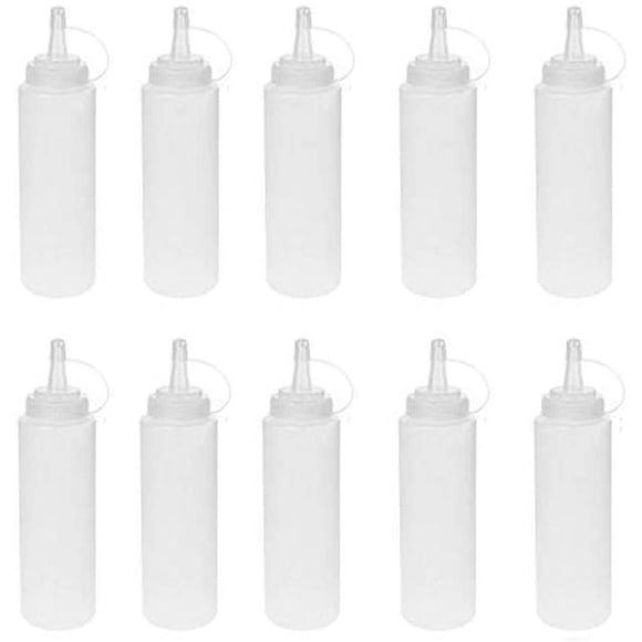 10 pieces 8oz 240ml squeeze bottle, multi-purpose squeeze bottle no leak, BPA free for home & restaurant events ketchup mustard, mayonnaise, hot sauces, olive oil transparent