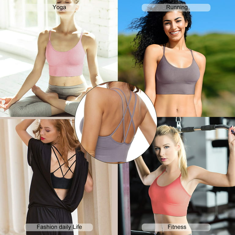Women's Strappy Sports Bra with Pad, Sexy Crisscross Back Small Size  Support Yoga Bra for Workout Running Fitness Tank Tops, Purple