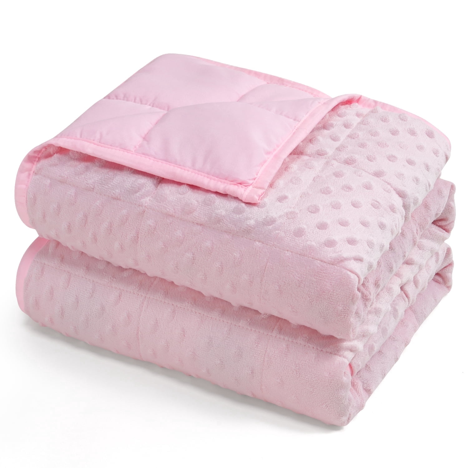 Sivio Weighted Blanket for Adults 15lbs Queen Size, Soft Minky Dot Heavy Blanket with Glass Beads for Bed Sofa Chair, Cooling and Warm Reversible Bed Blanket for All Season ,60"x 80" ,Pink