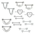 thumbnail image 2 of D-GROEE 8 Pairs Stainless Steel Nipple Rings Body Jewelry Piercing Shiny Tongue Nose Ring Barbell Heart Leaves Rhinestone for Women Girls, 2 of 7