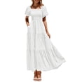 thumbnail image 1 of Vestido PRETTYGARDEN XXL Blanco Cuello Cuadrado Mangas Abullonadas, 1 of 8