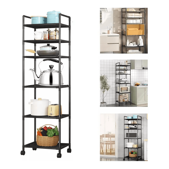 Estante Organizador Metálico De 6 Niveles De Cocina Baño Xtellar negro
