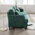 thumbnail image 3 of Loveseat Sofa, Chenille Fabric Upholstered 2-Seater Sofa with Rubber Wood Legs and Padded Cushion, Modern Couch for Living Room Bedroom Office, Emerald, 3 of 7