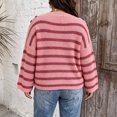 thumbnail image 4 of SeekIslan Women's Plus Size Sweaters with Crew Neck Long Sleeve Striped Loose Knit Pullover, 4 of 7