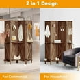 thumbnail image 5 of Wooden Pegboard Display with Hooks and Shelf, Rustic Room Divider Wall and Folding Privacy Screen for Bedroom, Jewelry Store, 5 of 18