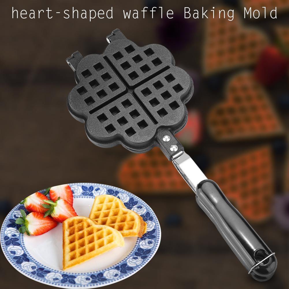 OTVIAP Waffle Baking Tool,Heart Shape Household Kitchen Gas NonStick