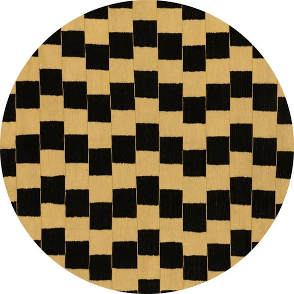 Ahgly Company Indoor Round Abstract Brown Modern Area Rugs, 4' Round