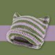 thumbnail image 1 of Gorro de lana a rayas con orejas de diablito de estilo coreano, bonito gorro de punto para mujer, gorro informal que combina con todo, cálido, 1 of 5