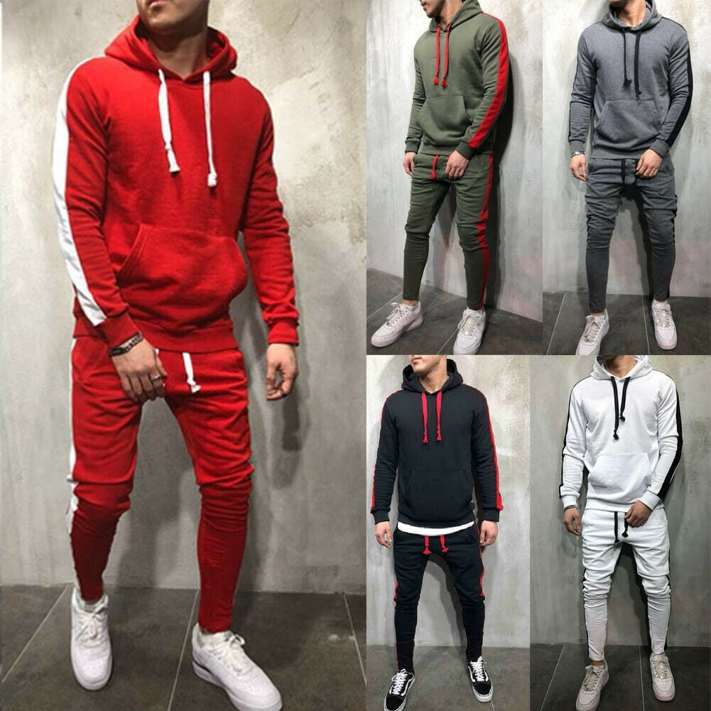 Fashion 2pcs Men's Sports Suit Zippered Coat Pants Tracksuit New SweatSuit 