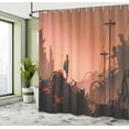thumbnail image 5 of Ambesonne Cartoon Shower Curtain, City Scene Abandoned, 69"Wx84"L, Pink Red, 5 of 5