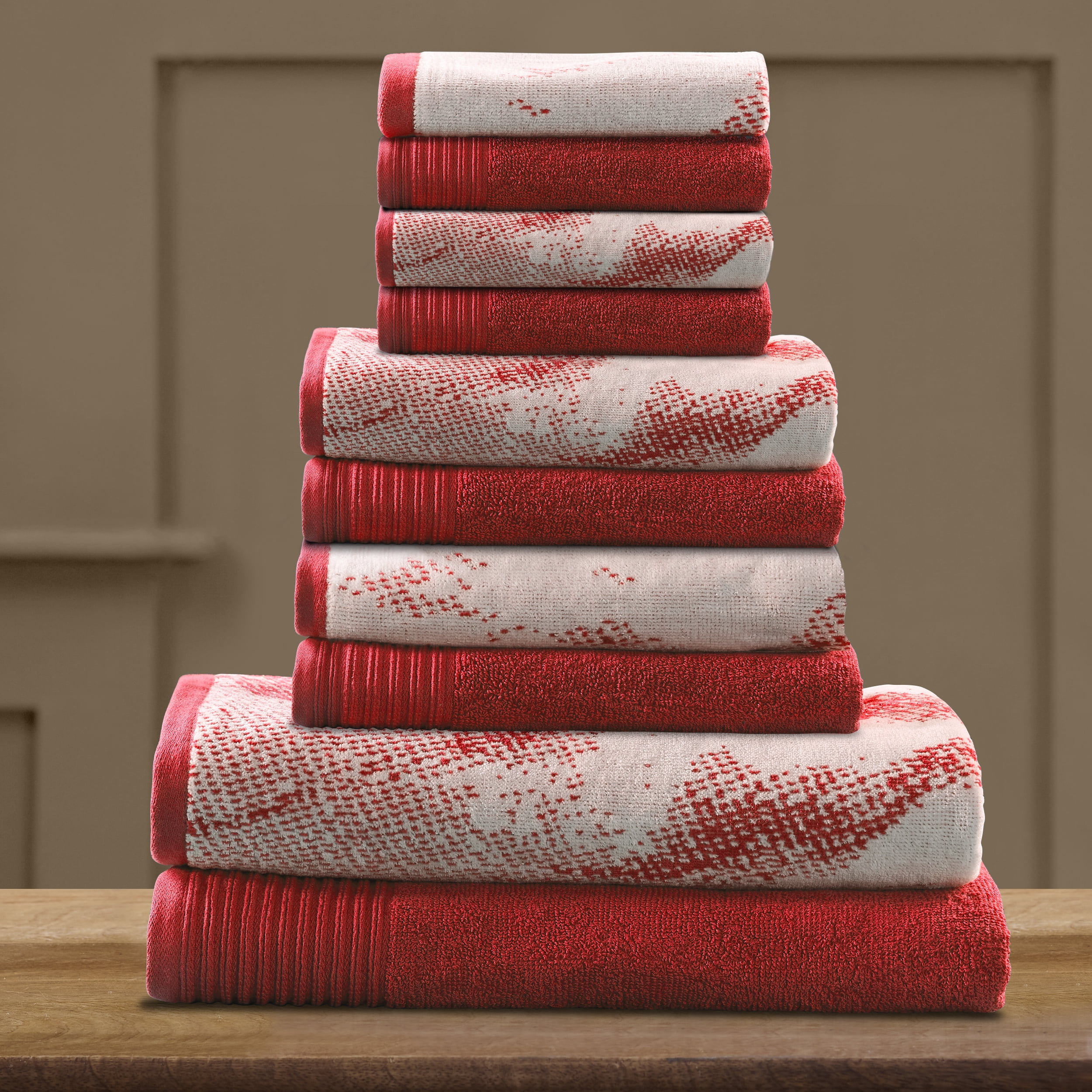 Impressions Edaline Marbled Cotton 10Piece Towel Set, Terra Cotta