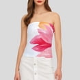 thumbnail image 2 of FYEGRE Strapless Tube Tops for Women Summer Y2K Floral Bandeau Cute Crop Tops Trendy Sleeveless Going Out Outfits White S, 2 of 8