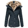 thumbnail image 2 of GXIPO Women's Faux Fur Hooded Coats Warm Puffer Thicken Parka Overcoat Lined Down Jacket Puffer Coats Blue XL, 2 of 6