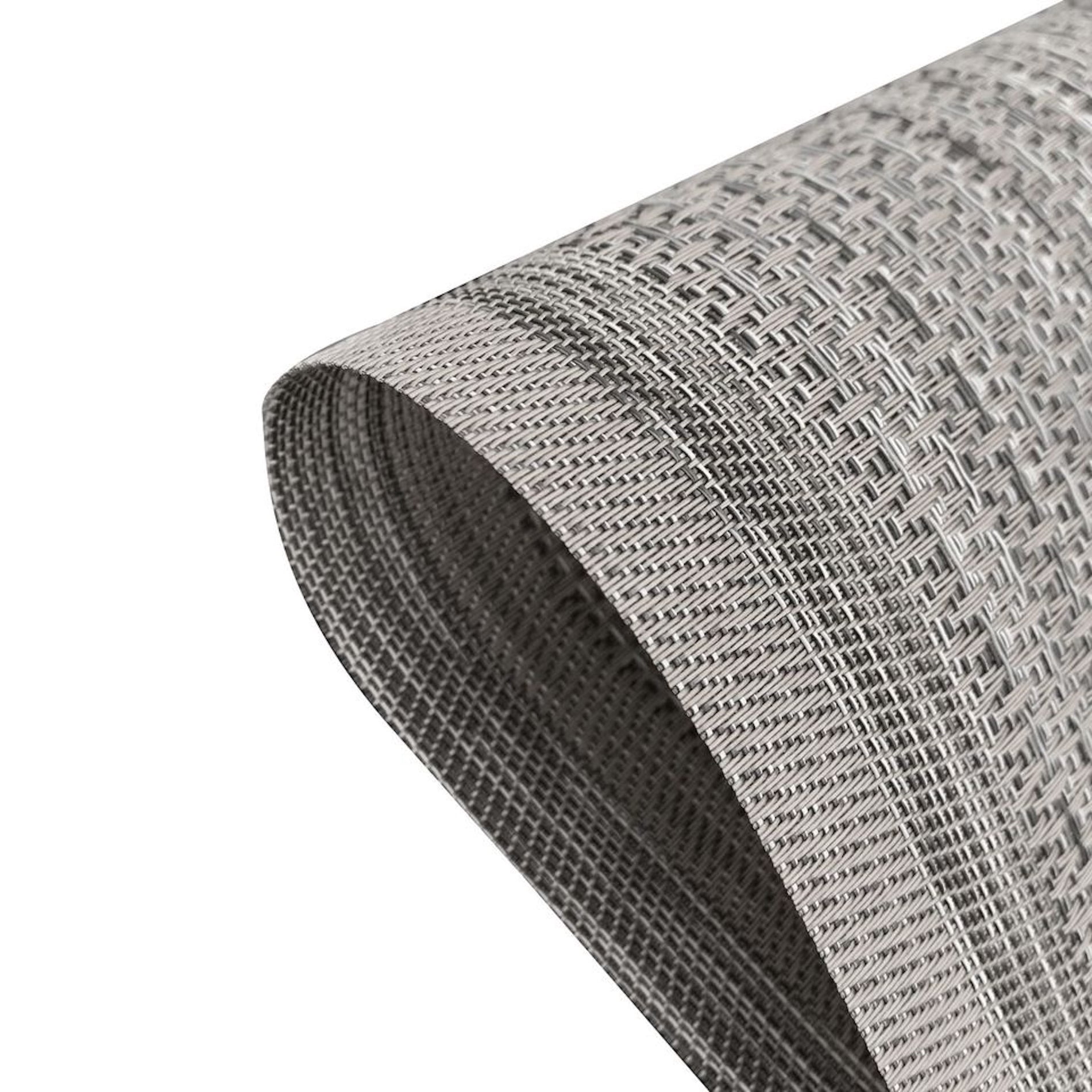 Dainty Home Geneva Woven Textilene Crossweave With Textured Stripe Pattern Reversible 13" x 19" Rectangular Placemat Set of 4 in Silver