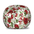 thumbnail image 1 of Valentine's Day Storage Toy Bag Chair, Classic Romantic Rose Flowers Branches Bouquet on Plain Backdrop, Stuffed Animal Organizer Washable Bag, Large Size, White Ruby and Green, by Ambesonne, 1 of 3