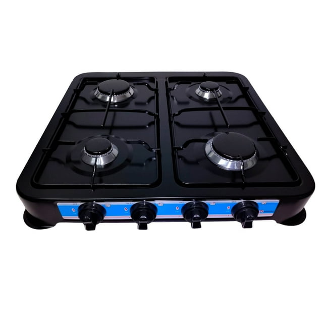 Parrilla Estufa Mesa Gas 4 quemadores Acero Negra Shorbull
