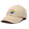 thumbnail image 3 of DALIX Rainbow Heart Hat Embroidered Mens Womens Baseball Cap in Khaki, 3 of 5
