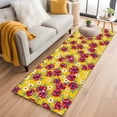 thumbnail image 2 of Red Floral Washable Runner Rugs 2'x6', Flower Leaves Farmhouse Yellow Background Low Pile Throw Entryway Rug Non-Slip Sturdy Edge Binding Carpet for Indoor Bedside Entrance Bedside, 2 of 9