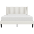 thumbnail image 3 of Fullfurnique Upholstered Bed Frame with Wing Side and Channel Headboard, Queen, Ivory, 3 of 7