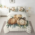 thumbnail image 4 of jejeloiu Retro Pumpkin Bedding Comforter Set 7 Pieces,Geometric Dot Print Full Bedding Set,Kawaii Brown Bow Fitted Sheet Flat Sheet,Microfiber Bedroom Decor Reversible, 4 of 8